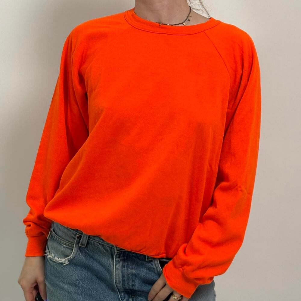 Vintage 1970s Hunter Orange Crew Neck | Medium